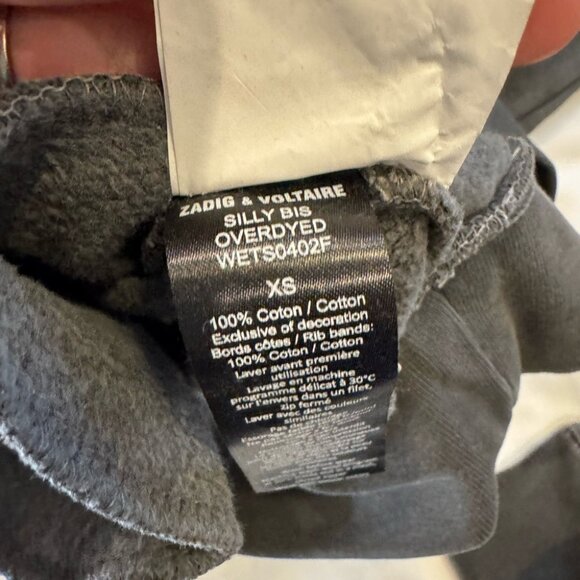 Zadig & Voltaire Sweatshirt Dress XS Black Gray Silly Bis Snake Whimsigoth Goth - Picture 7 of 14